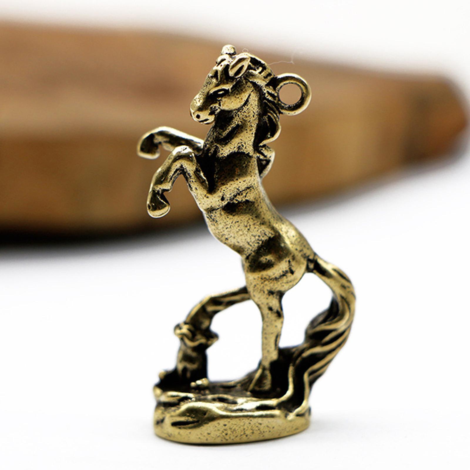 

Vintage Bronze Zodiac Horse Figurines Brass Animal Figurines Pendant Key Chain Pendant KTJ