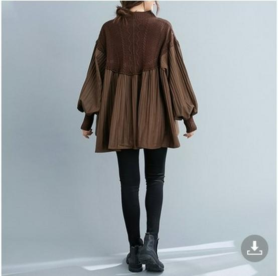 2024 Jesień Koreański Retro Dzianinowy Patchwork Plus Size Wyszczuplająca Koszula dla Kobiet