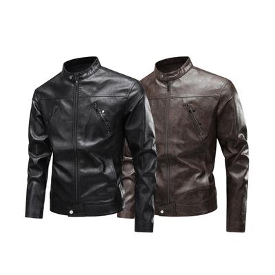 Jaqueta de Couro Masculina Nova Casual Gola Alta Jaqueta de Couro Masculina Jaqueta de Couro Macacão de Corrida Macacão de Motociclista Macacão de Motociclista