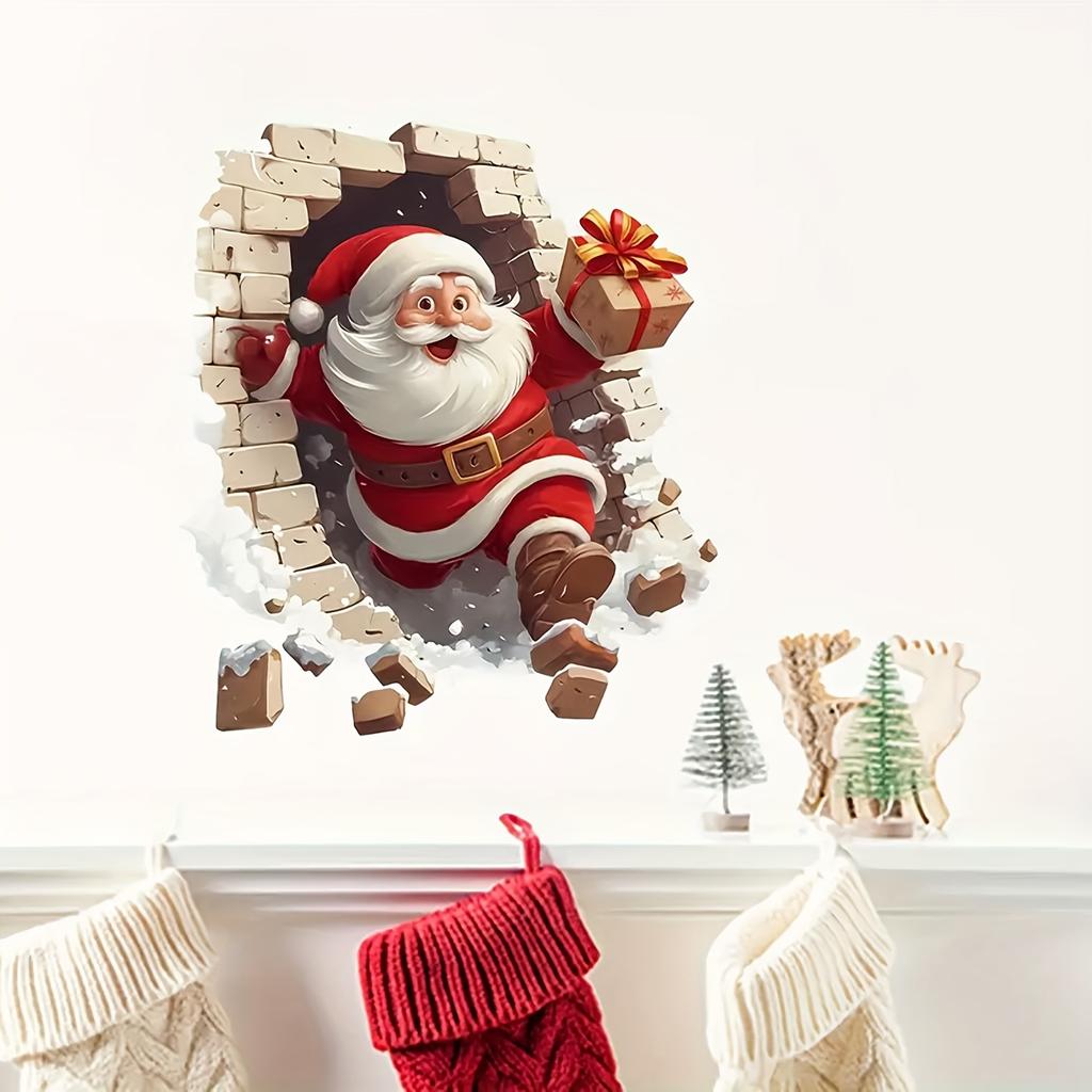 1pc Santa Claus Wall Decal - Removable Christmas Sticker, Suitable for Living Room and Home Decor,Easy To Install Room Decor