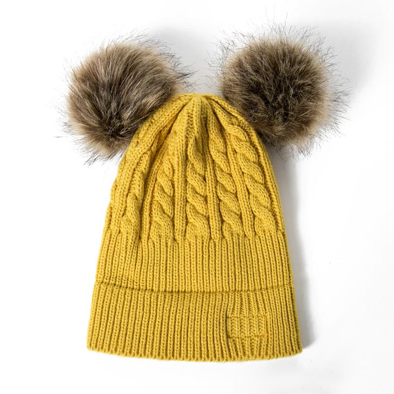 New Kid Hat Children Double Pompom Winter Hat Cute Knitted Hat For Girls Boys Casual Girls Hat Baby Beanie Cap