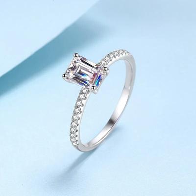S925 Zilveren Ringen Stralende Smaragd Geslepen 1CT Moissanite Ultra Witte Sprankelende Ring Trouwring Diamant Test Verleden Hoogste Sieraden