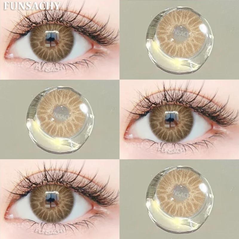 

FUNSACHY 1 пара цветных контактных линз для глаз коричневого цвета Большие черные глаза Мягкие линзы Корейская красота Серые зрачки Модные контактные линзы для глаз