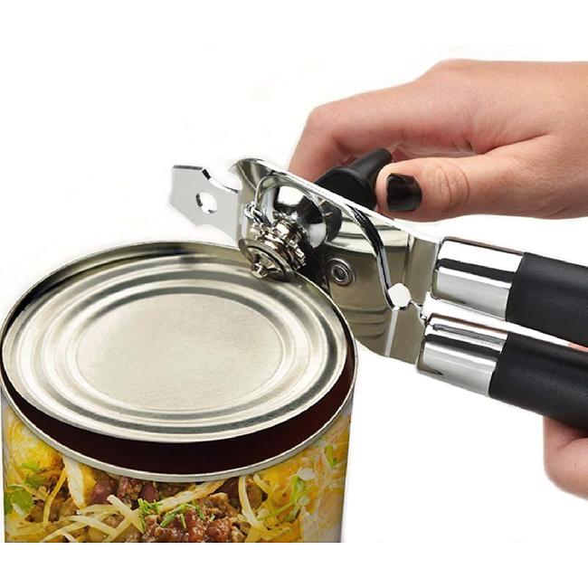 Can Opener Manual with Pliers Grip Professional Gear Drive Heavy-duty with Non-slip Handle ,Easy to Turn Knob (Black)