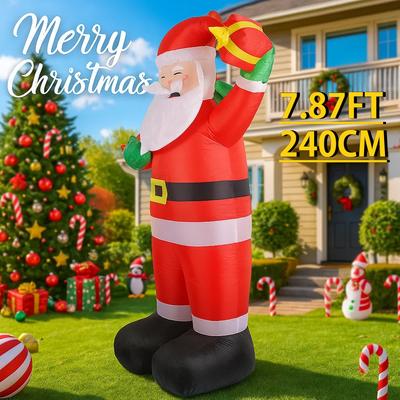 7,87 Fuß Mit LED-Licht Weihnachten Aufblasbarer Weihnachtsmann Geschenktüte Spielzeug Hofdekoration Heimdekoration Zubehör Ornamente Weihnachtsfeiertagsgeschenk