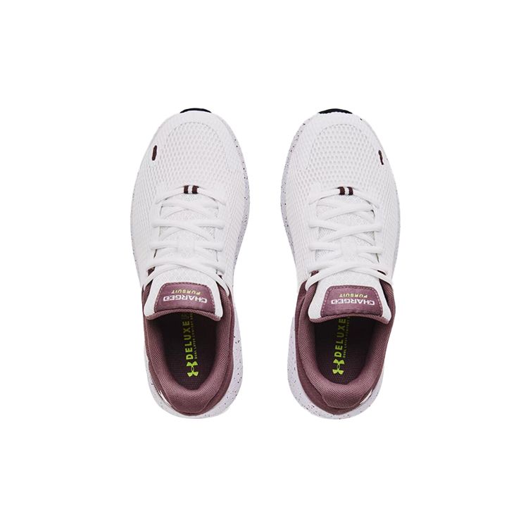 Under Armour Charged Pursuit 2 Big Logo Speckled White Ash Plum Women Sneakers 3025244-101