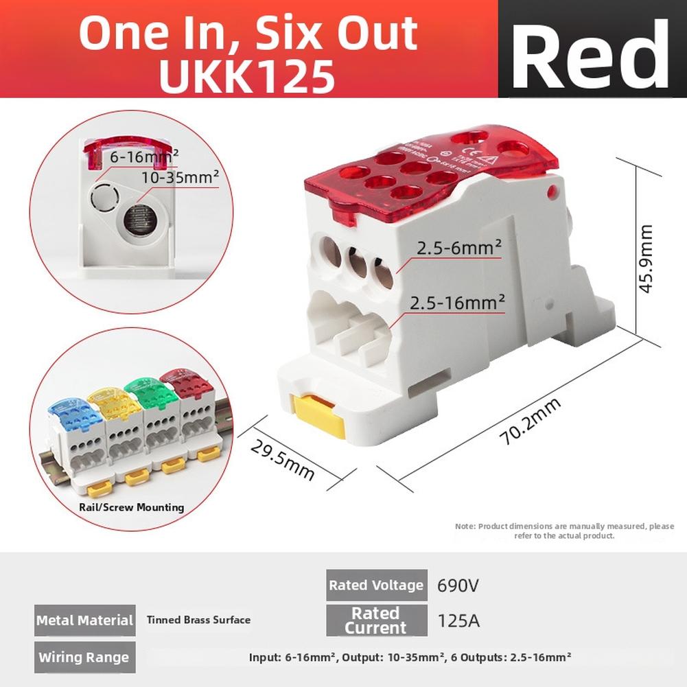 125A DIN Rail Mountable Power Distribution Junction Box with Tin Plated Brass Guide Rail and Multi Channel Output Options