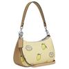 Coach Pale Yellow Lemon Print Canvas Convertible Hobo Shoulder Bag for Daily Use