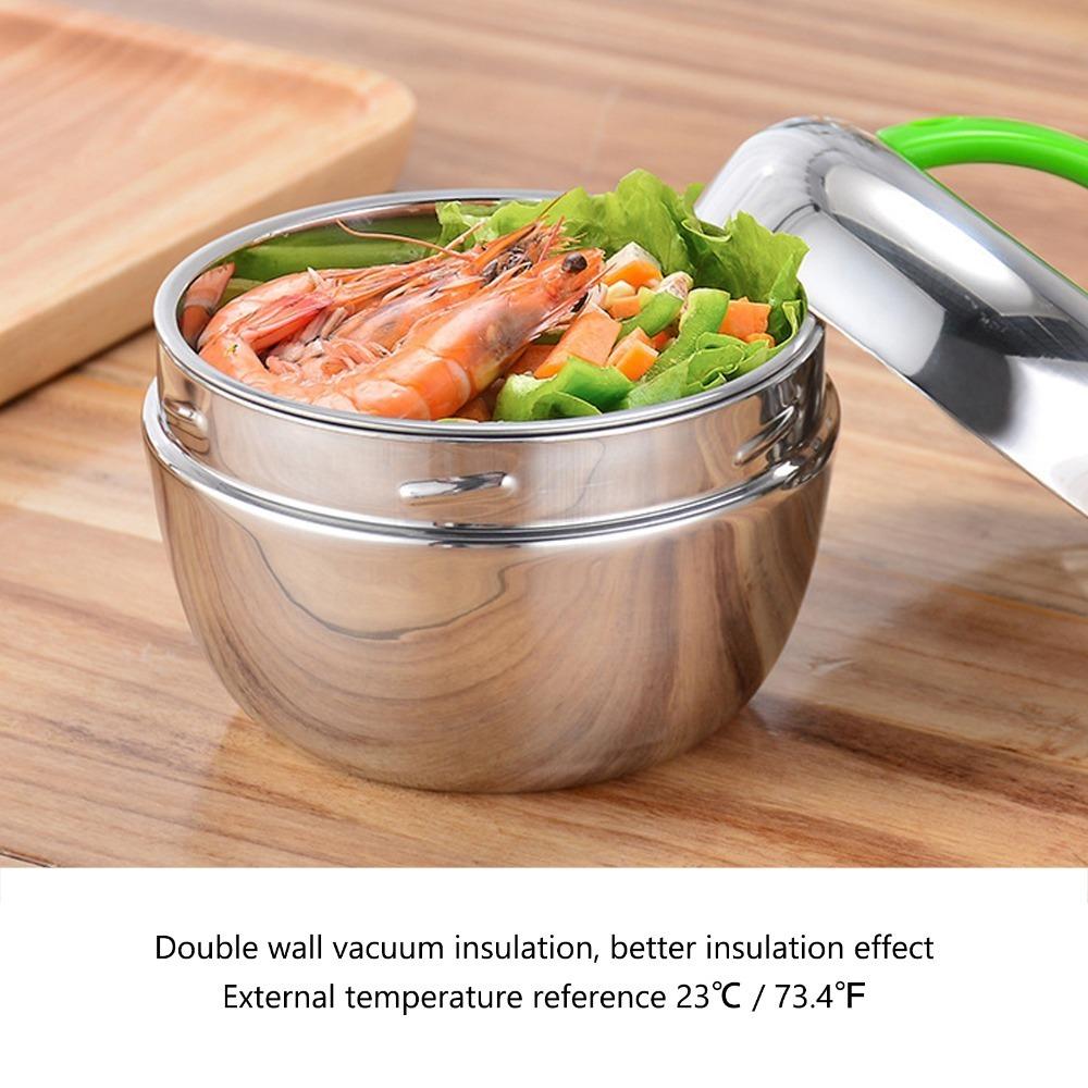 0.8L/1L Stainless Steel Food Container Double Wall Lunch Box With Compartment  Outdoor Travel
