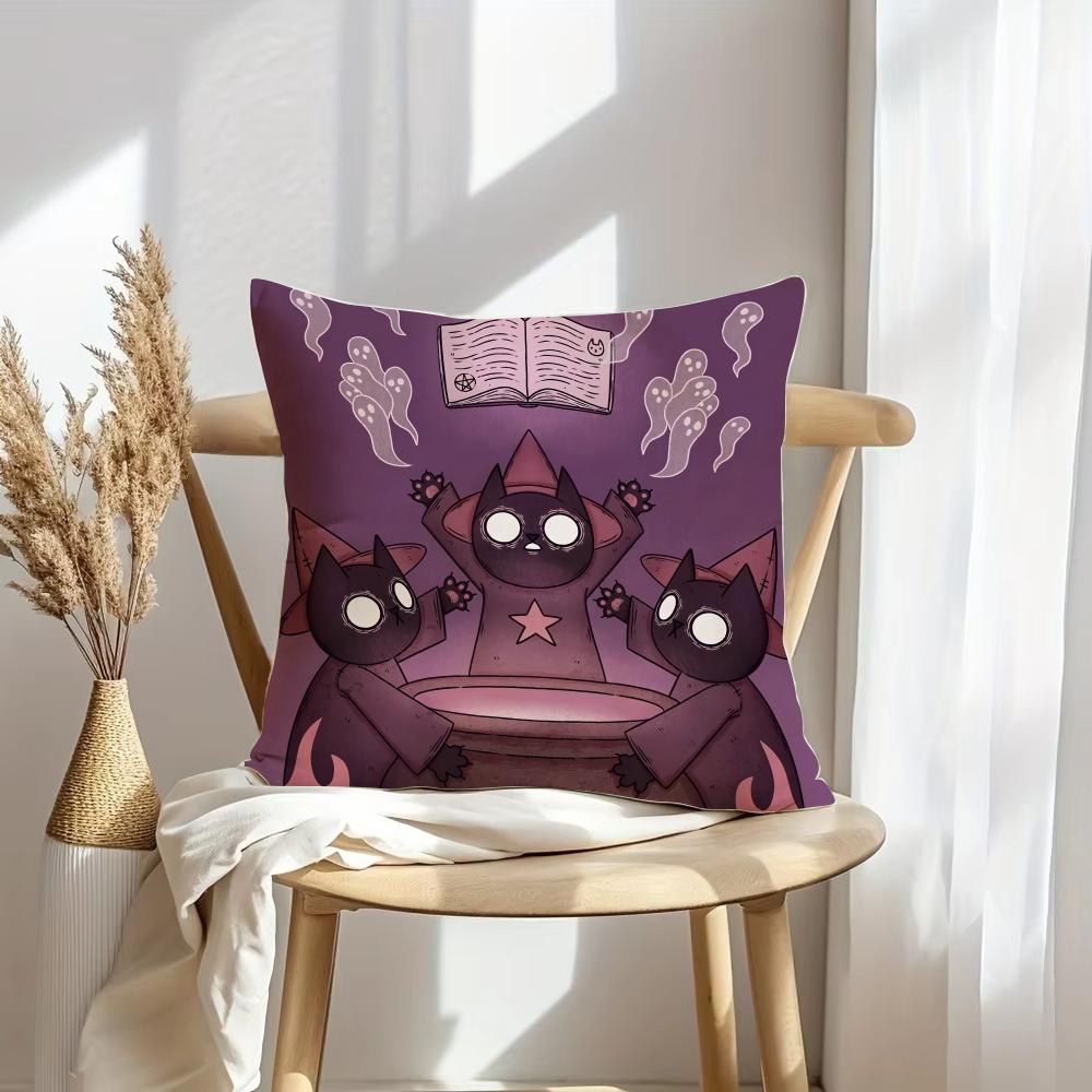 

Чехол на подушку Кот-волшебник Мягкий плюшевый чехол для подушки Декоративный чехол для подушки с двусторонним рисунком Диван Спальня Домашний декор 40x40cm