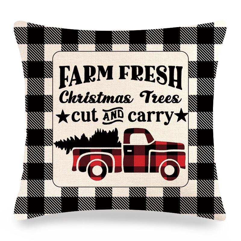 Christmas Checkered Pattern Elements Digital Printing Short Plush Pillow Covers For Car Sofa Office Cushion Cover Home Goods