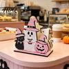 Festive Tissue Paper Organizer Halloween Wooden Napkin Holder, Cute Pastel Pumpkin Ghost Black Cat Tabletop Dispenser, Kitchen Holder Waterproof