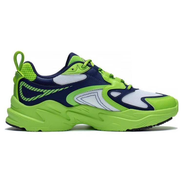 New LiNing Abrasion Resistant Breathable Low Top Running Shoes Men's Green Blue White ARXT009-1