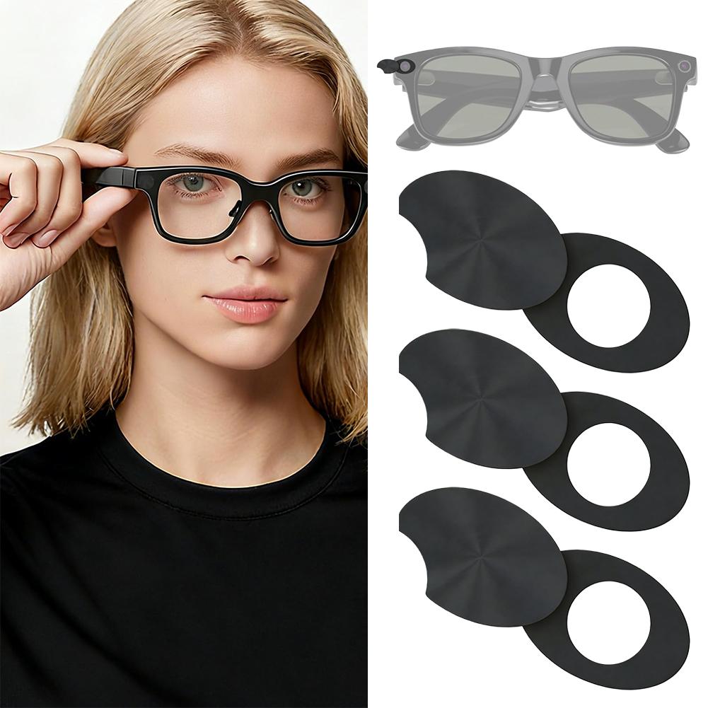 Smart Glasses LED Light Blocking Stickers Fit for Meta Sliding Reusable Adhesive Eyeglass Camera Cover Black Tool