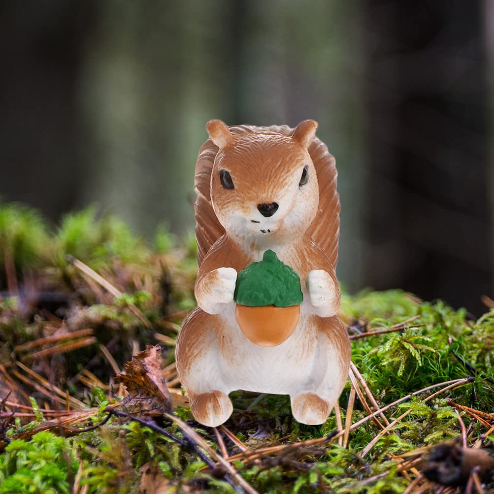 OUNONA Squirrel Figurine PVC Micro Landscape Miniature Garden Tabletop Indoor and Outdoor Cute Animal Figures 8-Piece Set, Decorations, Decor, Use,