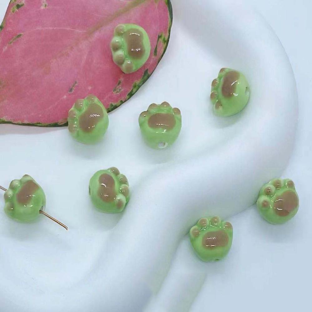 10Pcs Cartoon Design Cat Paw Beads Ceramic Jewelry Making Material  Student