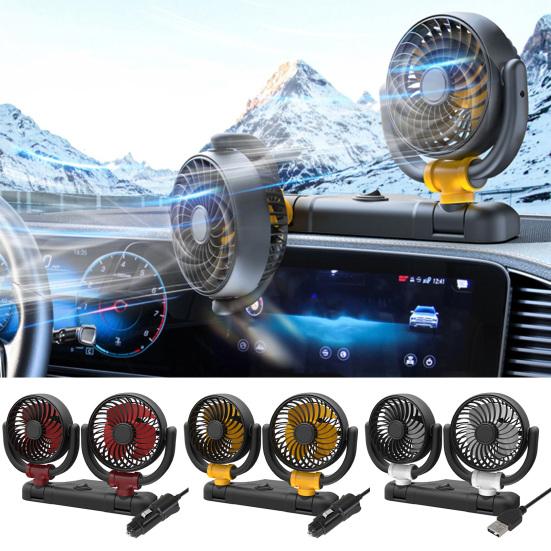 

Автомобильный охлаждающий вентилятор Многоугольный вращающийся Мощный высокоскоростной дизайн с двумя головками Ультра-тихий вентилятор Персональный охлаждающий кондиционер