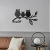 Owls Metal Wall Art Decor Hanging Decoration Birds On Branch Sculpture Ornament for Living Room