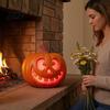 Resin Pumpkin Lamps LED Halloween Light, Light Up Jack O Lantern Decor, Color Ghost Face Lights Gradient Glowing Lamp for Yard Porch Window