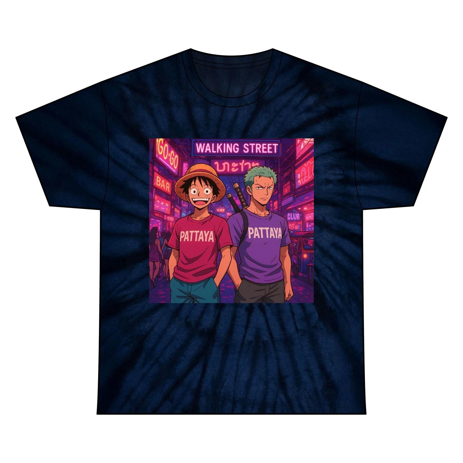 

One Piece Tie Dye Inspired Anime T-Shirt, Streetwear Tee W/Luffy & Zoro M