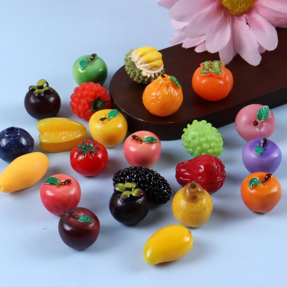 10pcs Mango Pear Miniature Food Toy Resin Home Decoration Item Cute 3D Fruit Model Dollhouse Craft