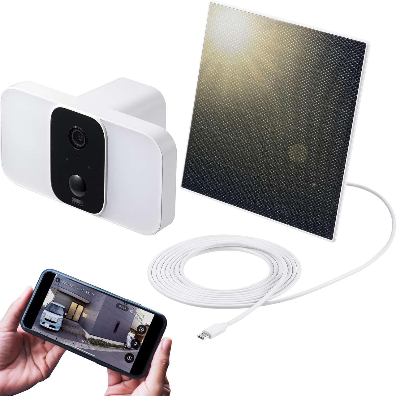 

Sanwa Direct Мережева Безпека LED IP65 Пилозахисна та Нічна Рухова Камера з SD-картою, Зовнішня, Сонячна, Легка, Wi-Fi, Водонепроникна, Бачення, Виявлення,