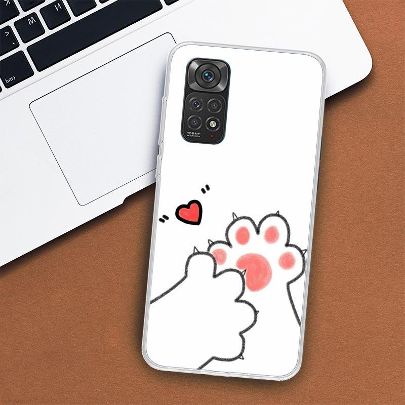 Cat Footprint Funny Paw Cute Phone Case For Xiaomi Redmi Note 13 12 12S 11 11S 10 10S 9 9S 11T 11E Pro Plus 8 8T 7 + Coque Cover