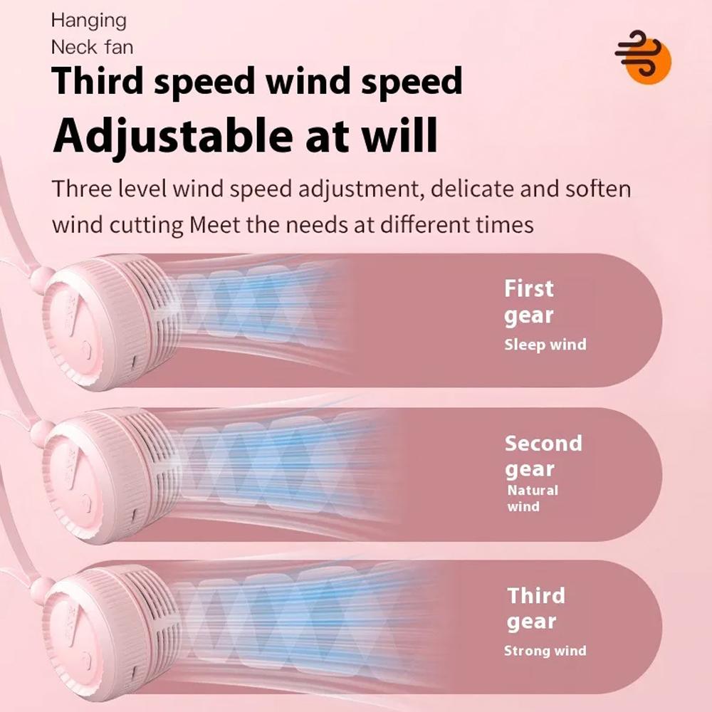 New Neck Hanging Silent Mini Portable Fan USB Rechargeable Home Use Fans Outdoor Travel Lazy People Noiseless Hanging Neck Fan