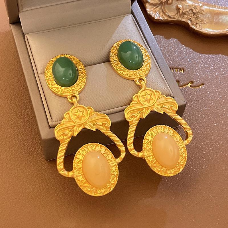 Medieval Retro Palace-Style Luxurious Round Earrings