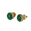 Boucles d'oreilles puces en Zircon Malachite incrusté - Minimaliste Luxe Léger, Design Vintage pour Femmes