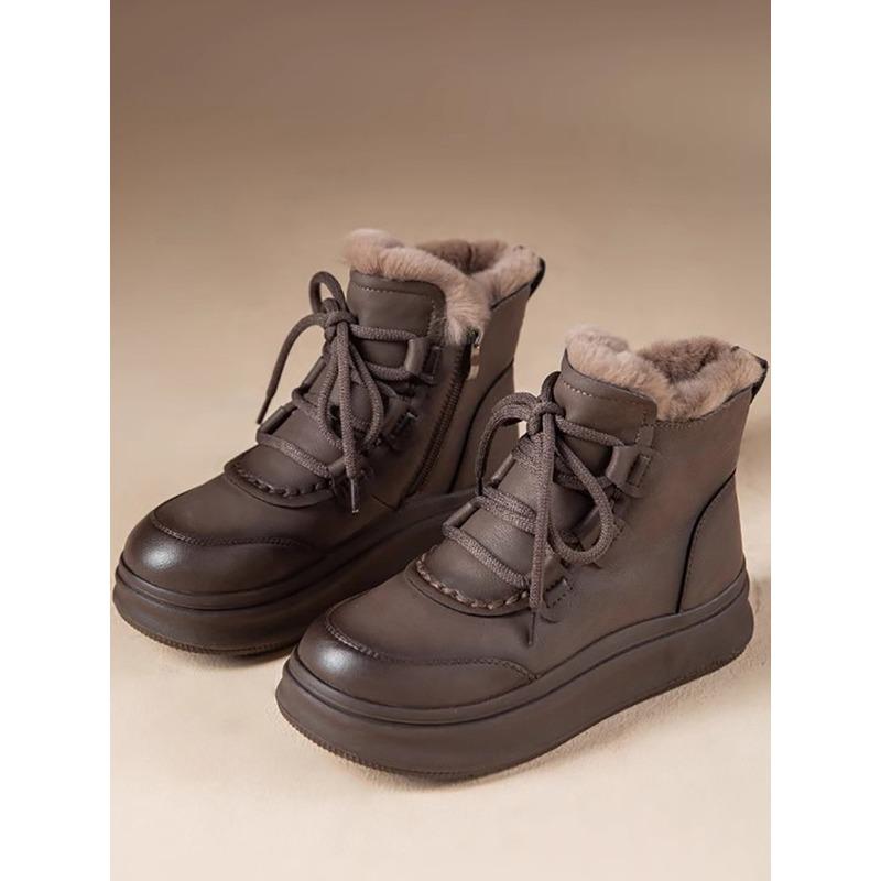 Buty Bawełniane, Wodoodporne Śniegowce z Futerkiem, Grube Podeszwy Kostki dla Średniego Wieku, Buty Damskie