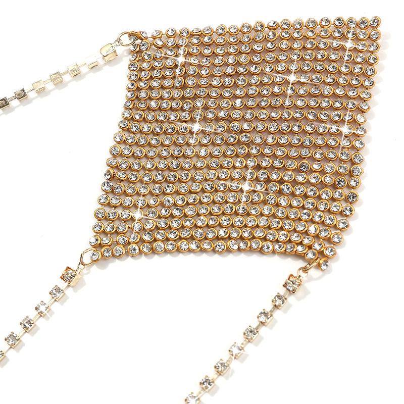 Sparkly Rhinestones Metal Chain Nipple Cover Reusable Sexy Bra Body Chain with Tassel Underwear Accessories Pasties