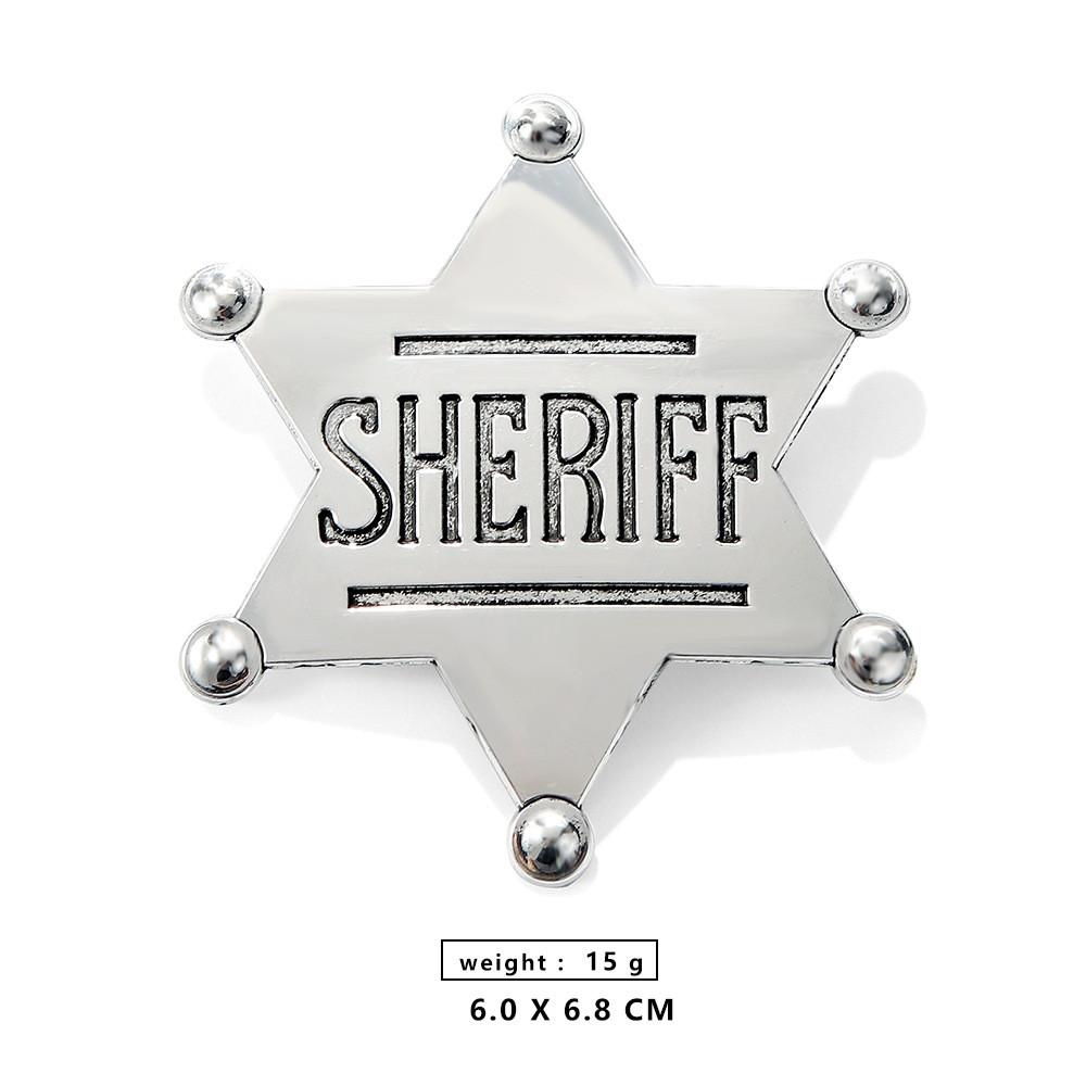 Star Sheriff Metal Enamel Badge Vintage Retro Holloween Party Brooch for Women Men Fashion Accessories Gift