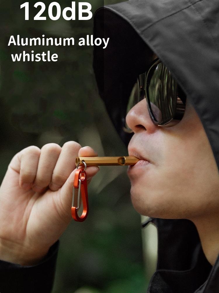 Loud Dual Chamber Emergency Whistle – Aluminum Survival Whistle with Lanyard for Camping Hiking