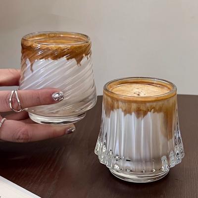 Volcano Texture Glass Coffee Cup 150ml Whiskey Tumbler with Embossed Design Heat & Cold Resistant Drink Cup for Espresso Latte Cocktails