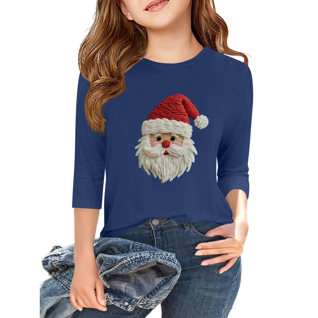 Children's 3/4 Sleeve Independence Day Printed Round Neck Casual T-shirt