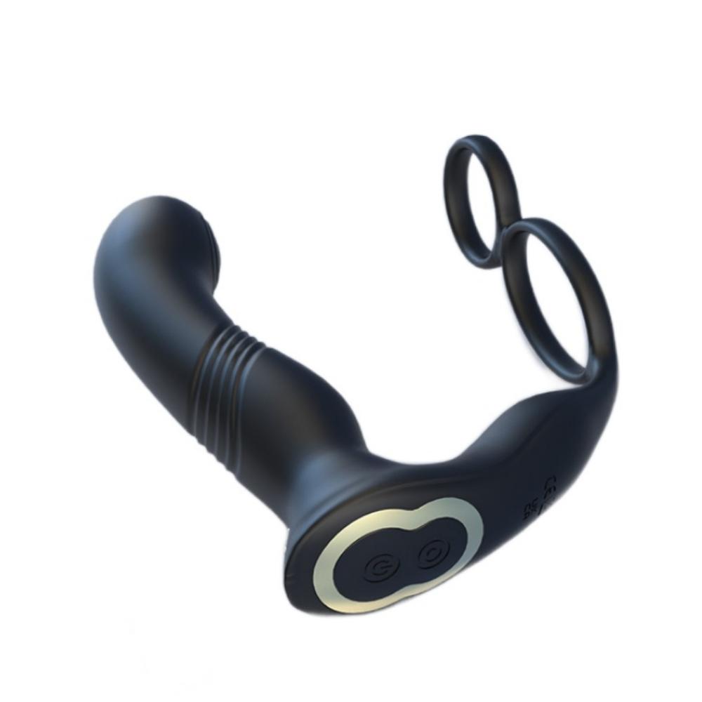 Telescopic Vibrating Butt Plug Anal Vibrator with Cock Ring Male Prostate Massager Buttplug Anus Sex Toys for Men Gay Adult