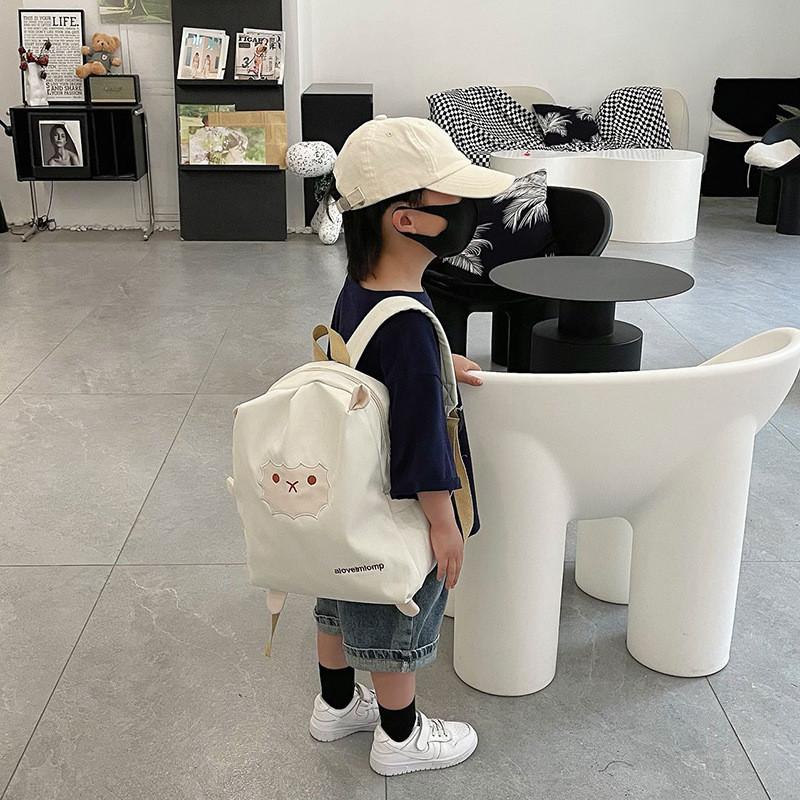 Adorable Cartoon Backpack For Kids Large Capacity Canvas Bag For School Use