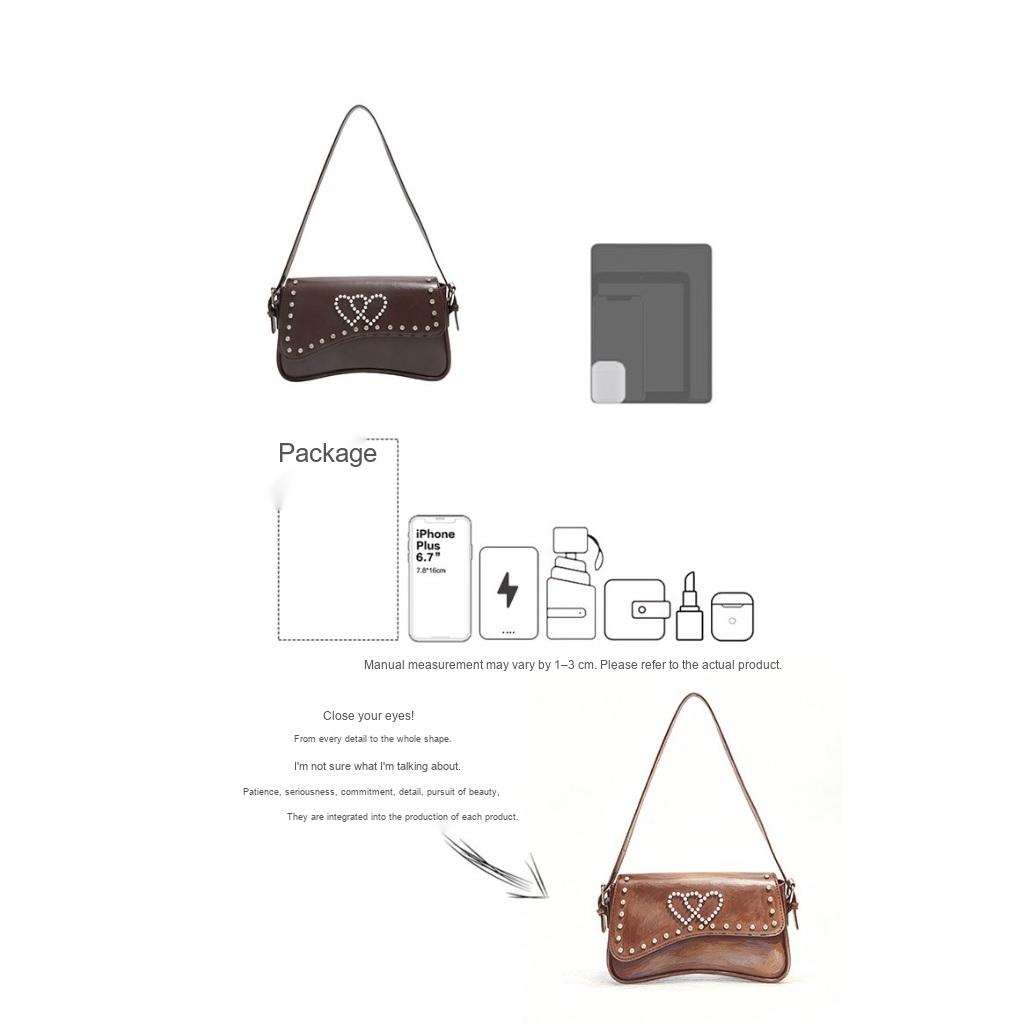 Crossbody Bag Women PU Studded Heart Decoration Daily Commute