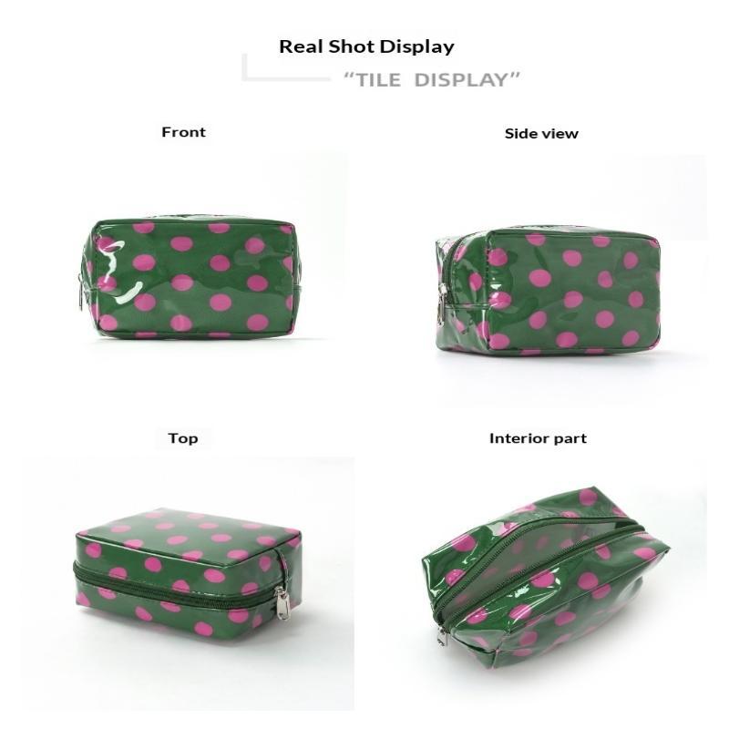 New Glossy Polka Dot Pvc Cosmetic Bag Makeup Bag Waterproof Travel Toiletry Bag Makeup Brush Case Mini Clutch