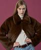 Koleat [Mink Ver.] Crop Two-Way Zip-Up Shearling Quilted Jacket [Brown] Vegan Fur Ver.