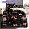 Music Lover Girl Vinyl Record Print 3 Pieces Duvet Cover Set Music Theme Bedding Set Bedroom Home Decor Without Pillow Core Comforter