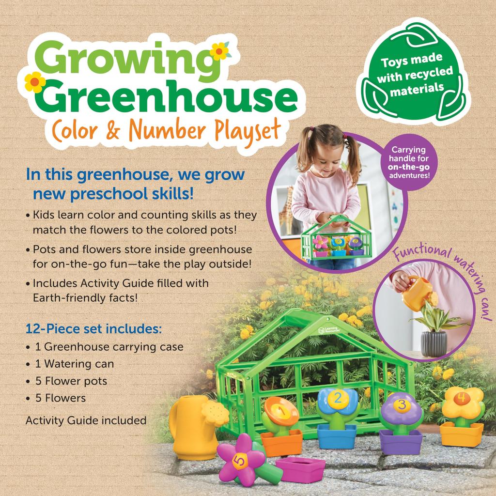 Learning Resources Learn Colors and Growing Greenhouse Color Number Number Color Authentic Numbers! & Playset, Play, Play, LER3605,