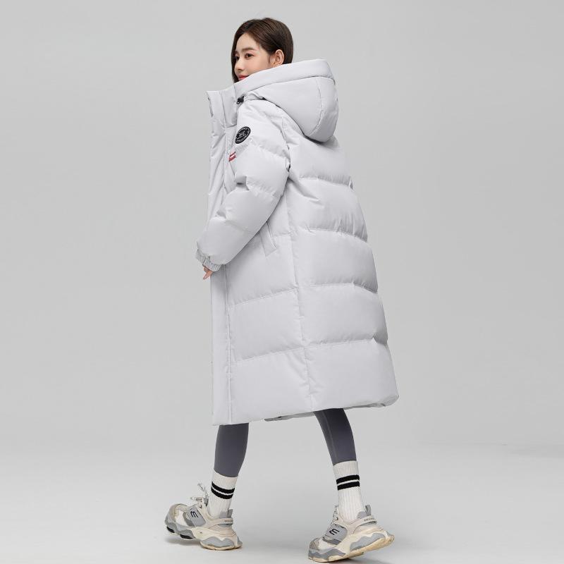 Zima Nowa Długość do kolan z kapturem Średniej długości Unisex Kurtka bawełniana dla pary Pogrubiony Ciepły Modny Płaszcz