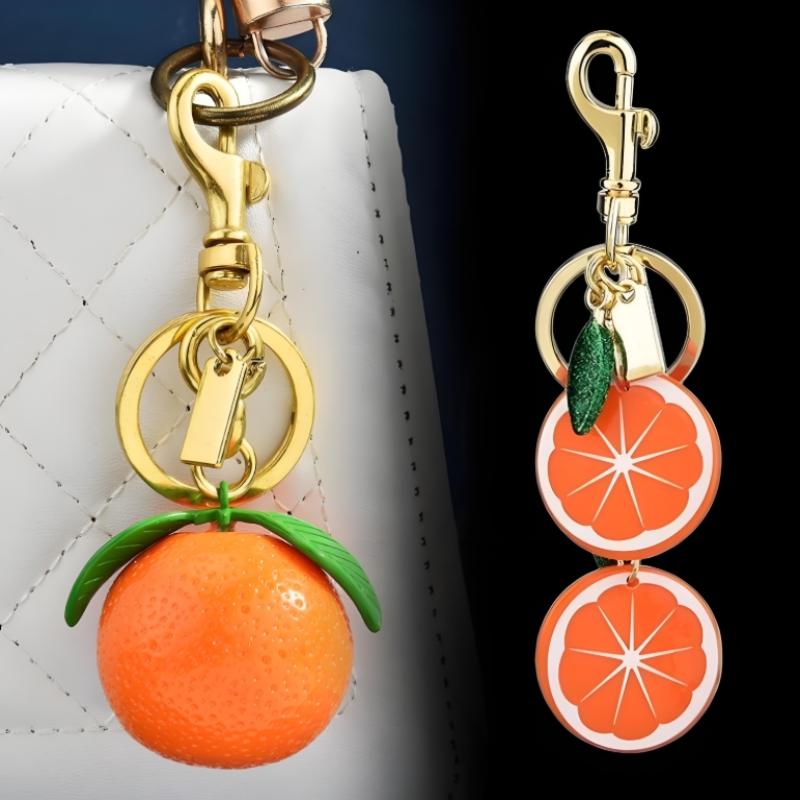 Creative Orange Bag Charm Resin Tangerine Key Chain Handbag Bag Hanging Ornament Fruit Keyring Card Holder Diy Charms
