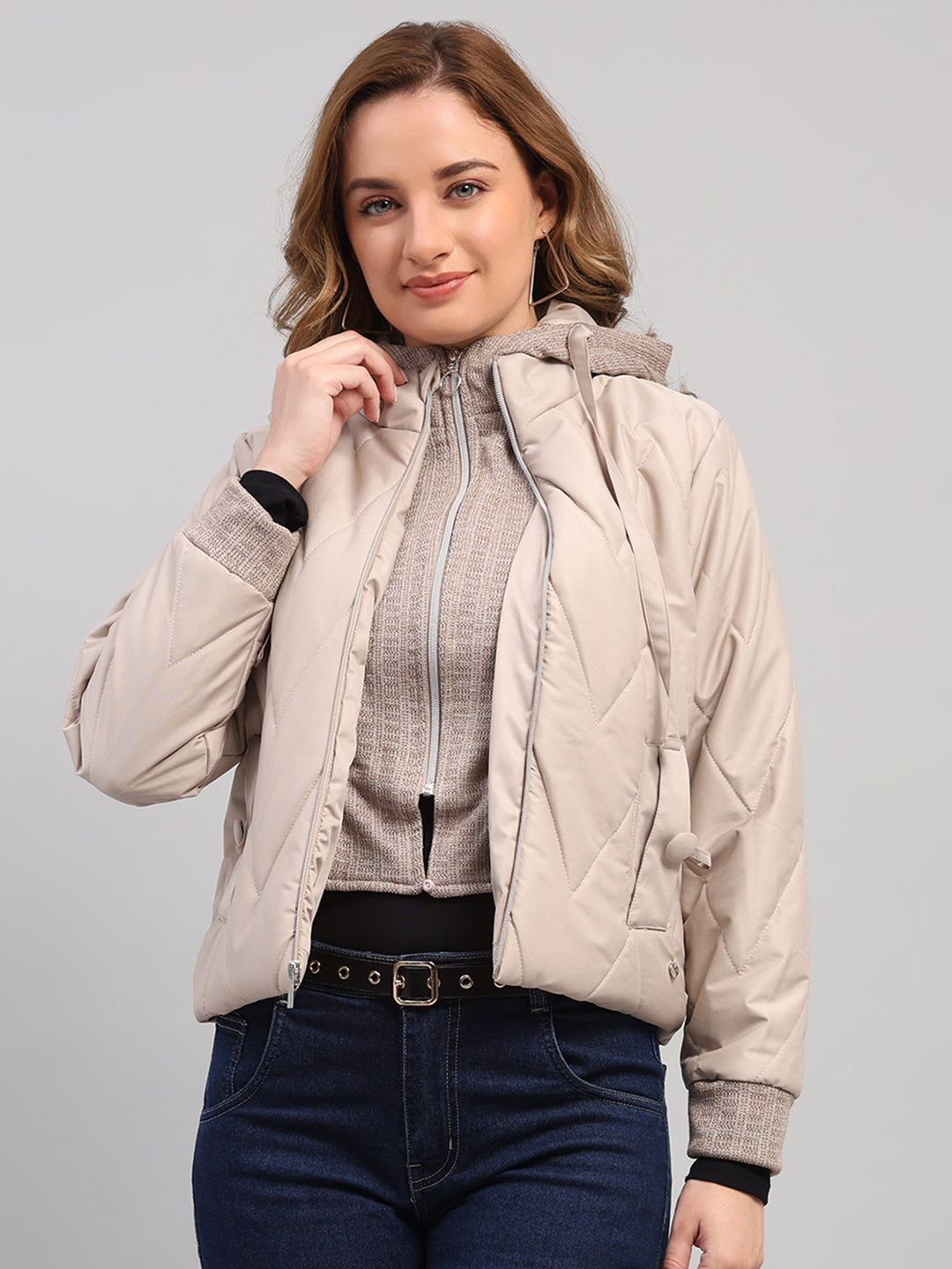 Monte Carlo Women Regular Fit Fawn Jacket L