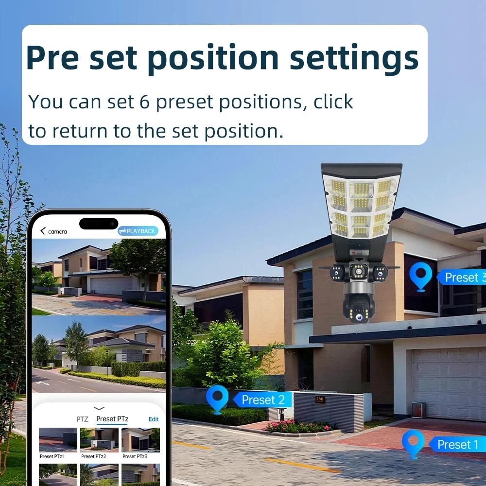 Moniteur Solaire 4G Multifonction Basse Consommation Télécommande Réverbère WIFI Caméra Intelligente Trois Écrans