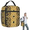 Luxury European Floral Pattern Insulated Lunch Bag for Women Children Portable Food Boxes Thermal Lunch Box Tote