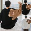Męska bluza Slouchy haft z misiem luźna uciekająca bluza studencka na odzież na co dzień