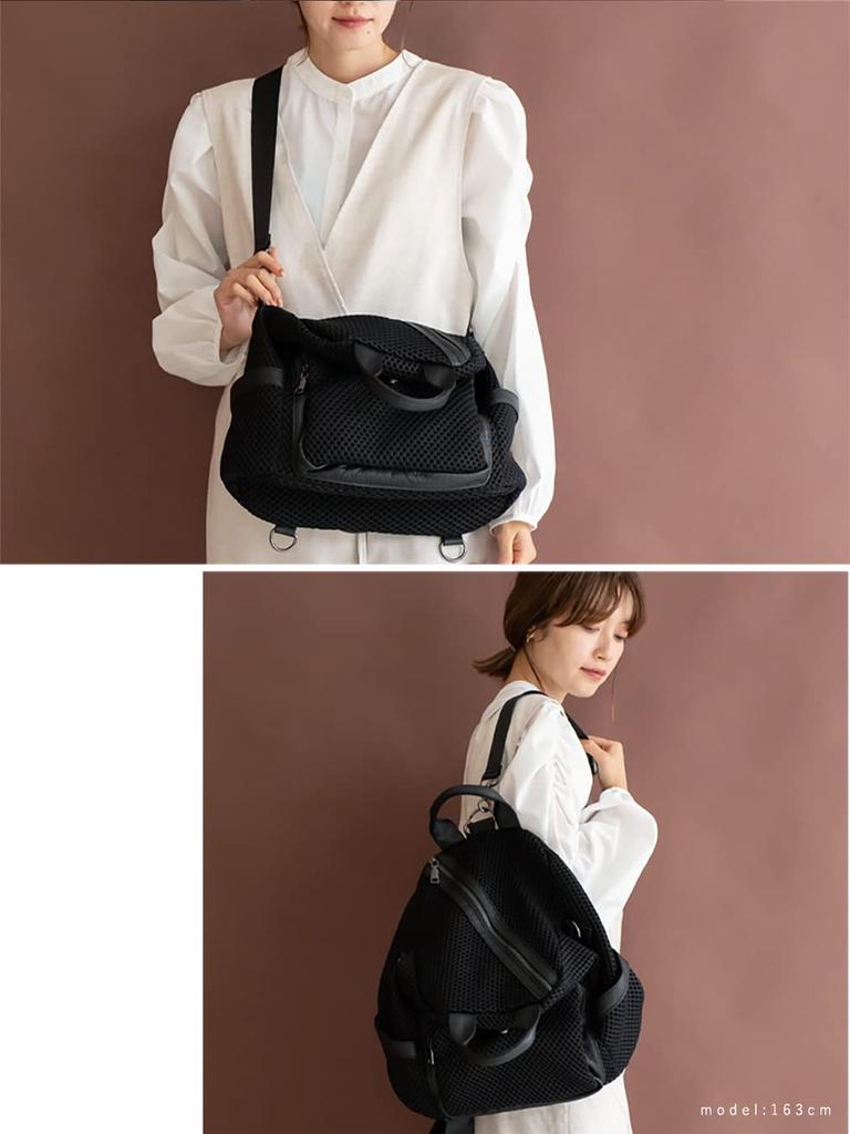 VITAFELICE Women's Mesh 3-Way Mini Backpack (ubb-sp-0279) (Black)